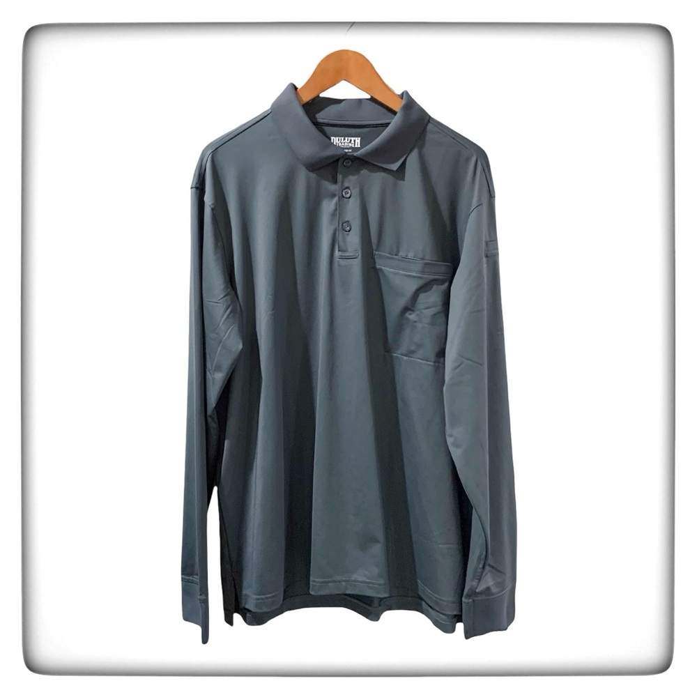 Duluth Trading Co Relaxed Fit Performance Stretch Long Sleeve Polo Size Large